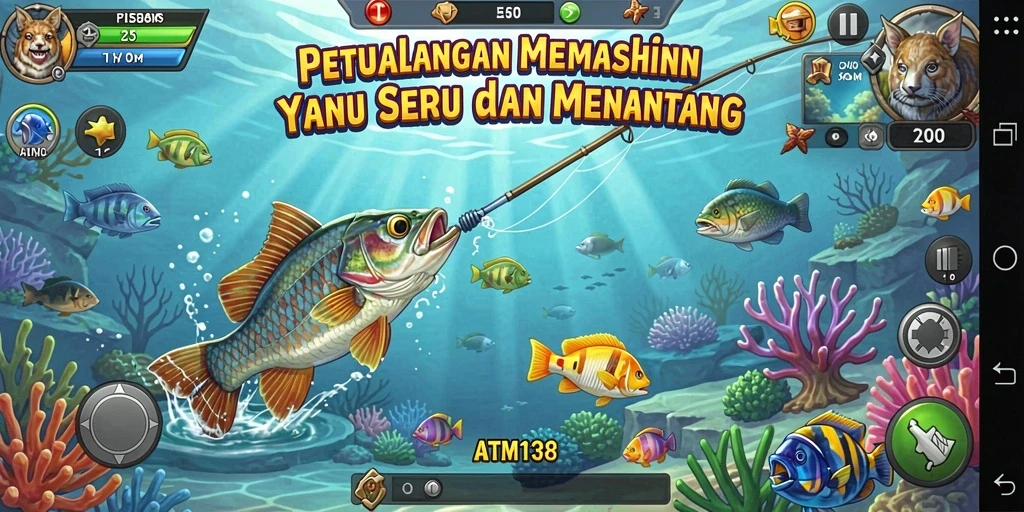 Screenshot gameplay <strong>ATM138</strong> yang menunjukkan aksi memancing mendebarkan.