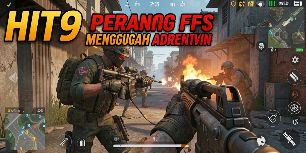 Screenshot HIT9 menampilkan aksi tembak-menembak mendebarkan di medan perang.