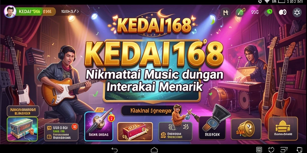 Screenshot gameplay KEDAI168 menampilkan interaksi pengguna dengan musik.