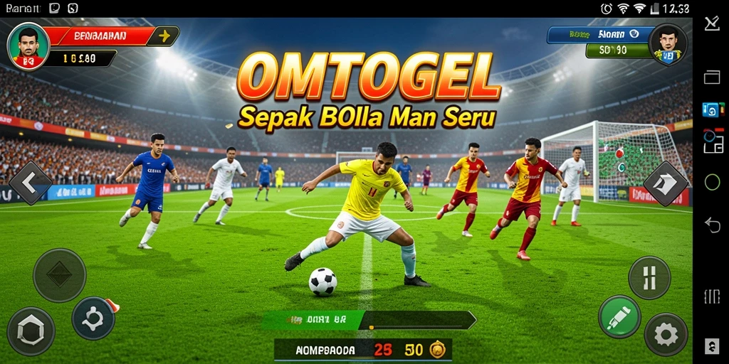 Screenshot utama OMTOGEL yang menunjukkan aksi pertandingan sepak bola.